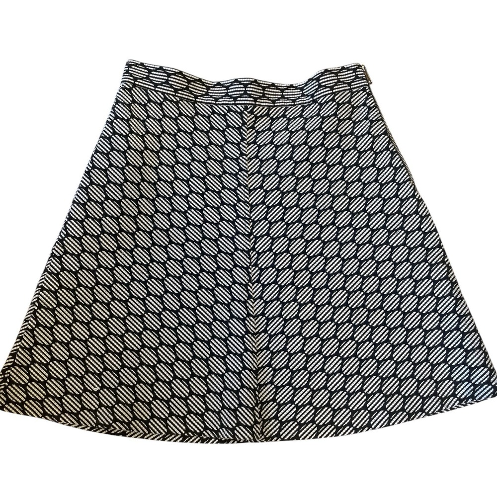 Zara Woman Textured Geometric A Line Skirt, Blk And White, Size Large